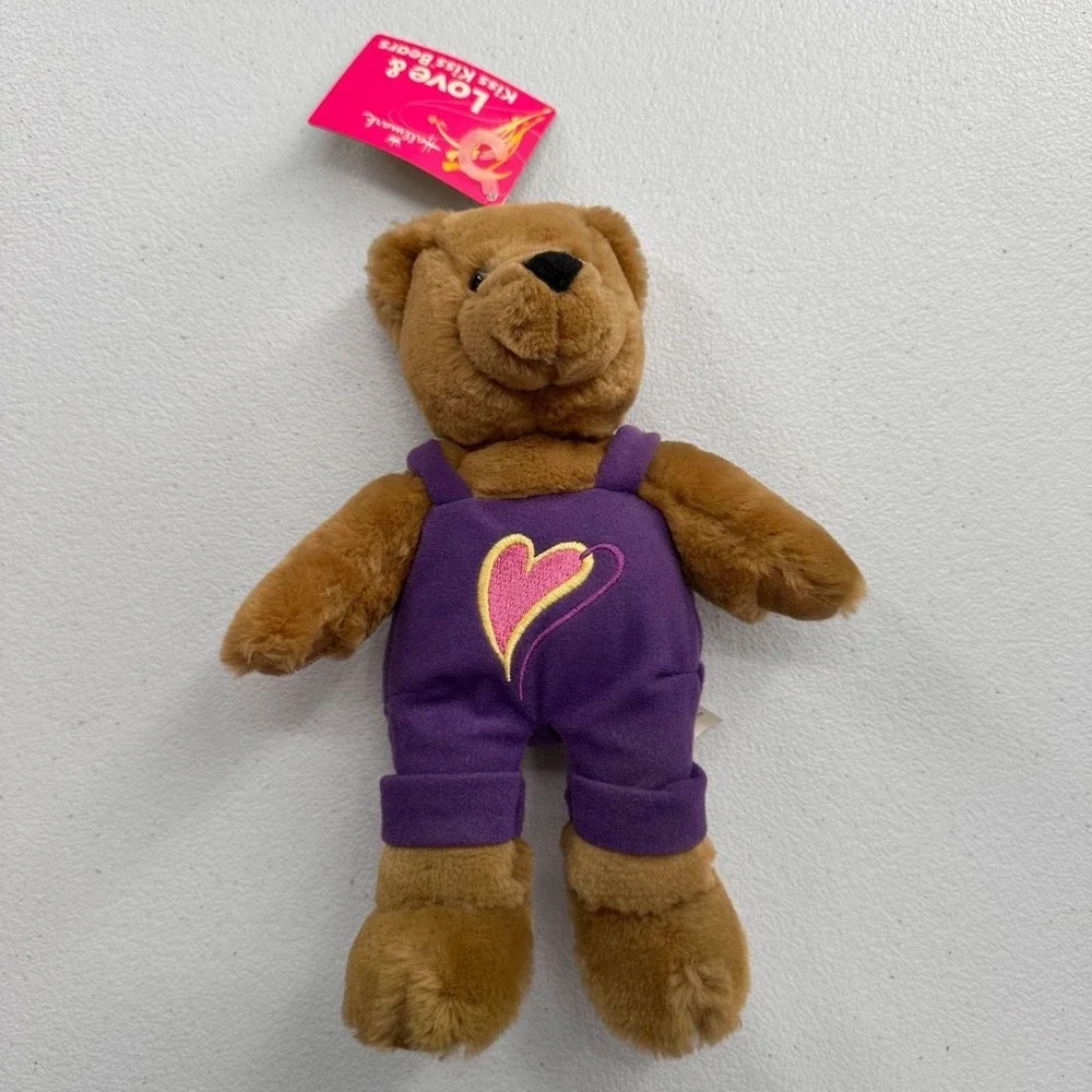 Vintage Hallmark Love & Kiss Bears Plush Heart Embroidery Magnetic Nose 1999‎